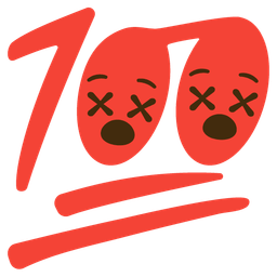 hundred points and face with crossed-out eyes