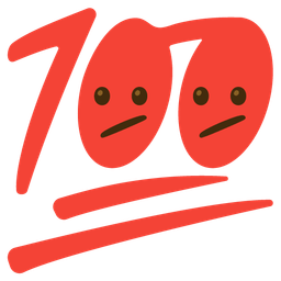 hundred points and face with diagonal mouth