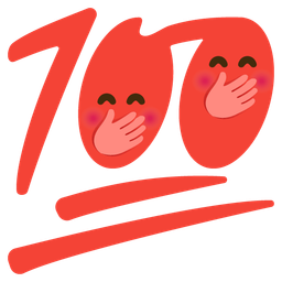 hundred points and face with hand over mouth