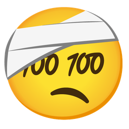 hundred points and face with head-bandage