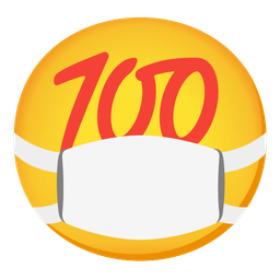 hundred points and face with medical mask