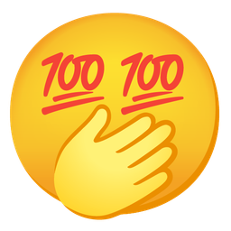 hundred points and face with open eyes and hand over mouth