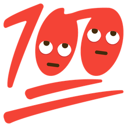 hundred points and face with rolling eyes