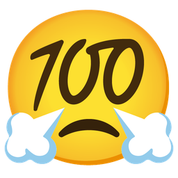 hundred points and face with steam from nose