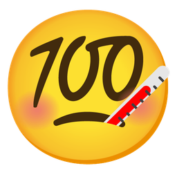 hundred points and face with thermometer