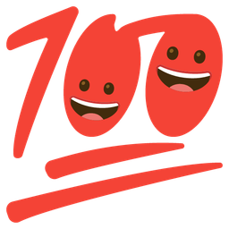 Hundred points and Grinning face