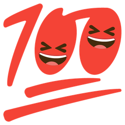 Hundred points and Grinning squinting face