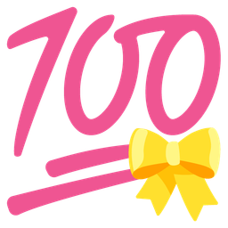 hundred points and heart with ribbon