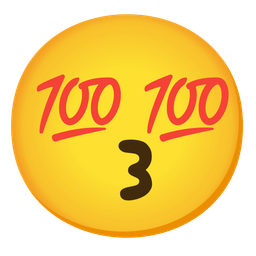 Hundred points and Kissing face with smiling eyes