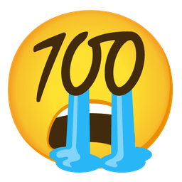 hundred points and loudly crying face