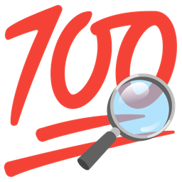 hundred points and magnifying glass tilted right