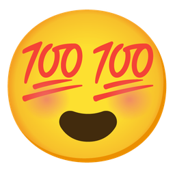 Hundred points and Smiling face with heart-eyes
