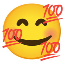 Hundred points and Smiling face with hearts