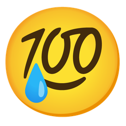 Hundred points and Smiling face with tear