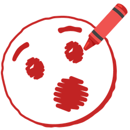 hushed face and crayon