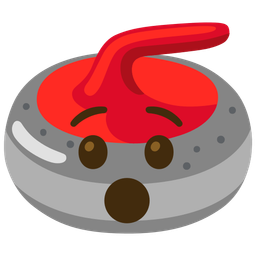 Hushed face and Curling stone