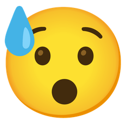 Hushed face and Downcast face with sweat