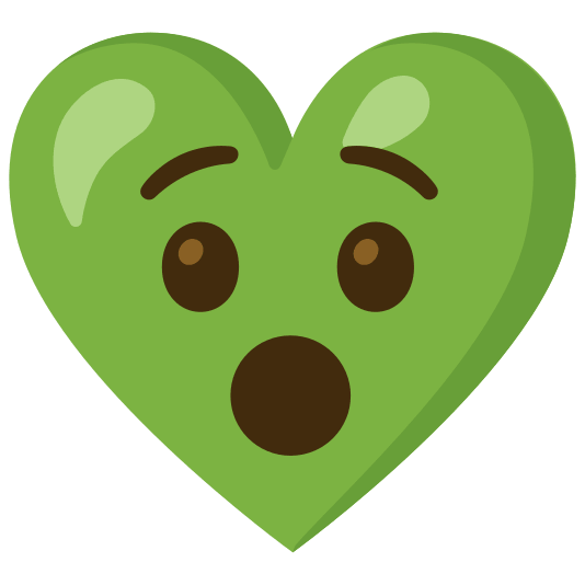 Hushed face and Green heart