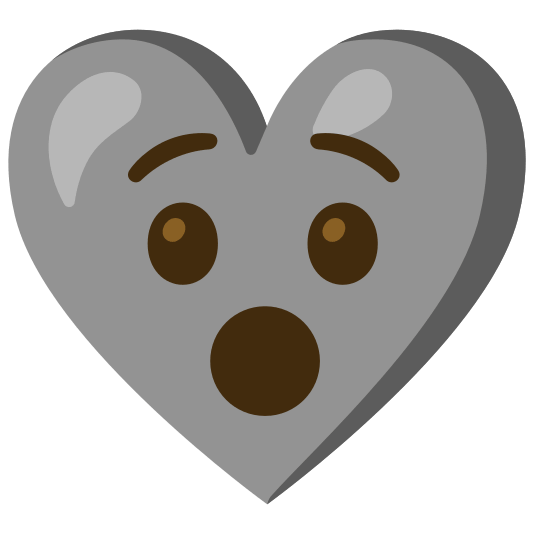 Hushed face and Grey heart