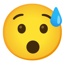 Hushed face and Grinning face with sweat