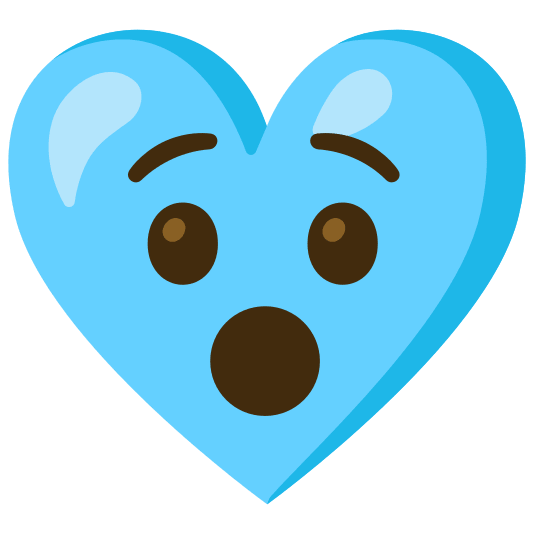 Hushed face and Light blue heart
