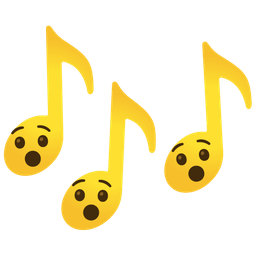 Hushed face and Musical notes