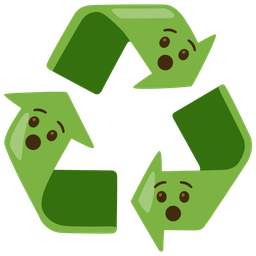 Hushed face and Recycling symbol