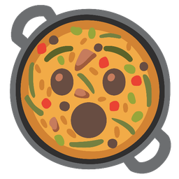 Hushed face and Shallow pan of food