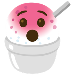 Hushed face and Shaved ice