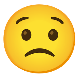 Hushed face and Slightly frowning face