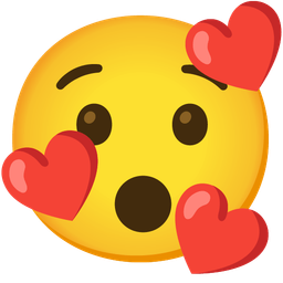 Hushed face and Smiling face with hearts