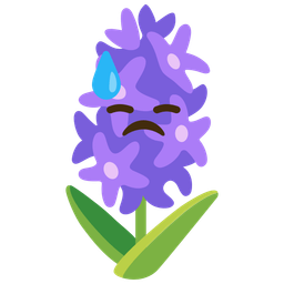 hyacinth and downcast face with sweat