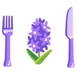 hyacinth and fork and knife with plate