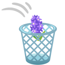 hyacinth and wastebasket