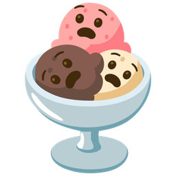 Ice cream and Anguished face