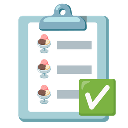 Ice cream and Check mark button