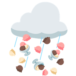 Ice cream and Cloud with rain