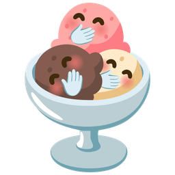 Ice cream and Face with hand over mouth