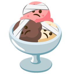 Ice cream and Face with head-bandage