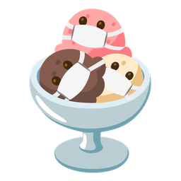 Ice cream and Face with medical mask