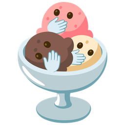 Ice cream and Face with open eyes and hand over mouth