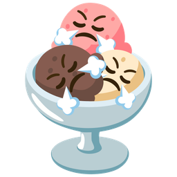 Ice cream and Face with steam from nose