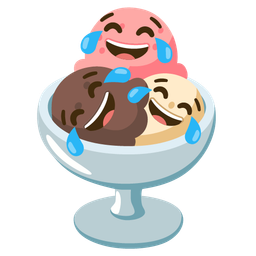 Ice cream and Face with tears of joy