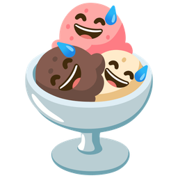 Ice cream and Grinning face with sweat