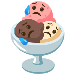 Ice cream and Sad but relieved face