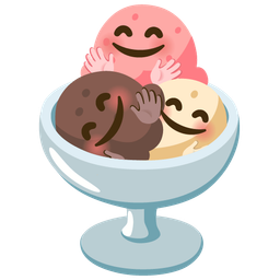 Ice cream and Smiling face with open hands