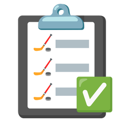 ice hockey and check mark button