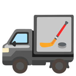 ice hockey and delivery truck