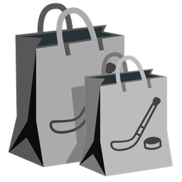 ice hockey and shopping bags