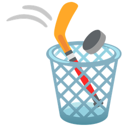 ice hockey and wastebasket